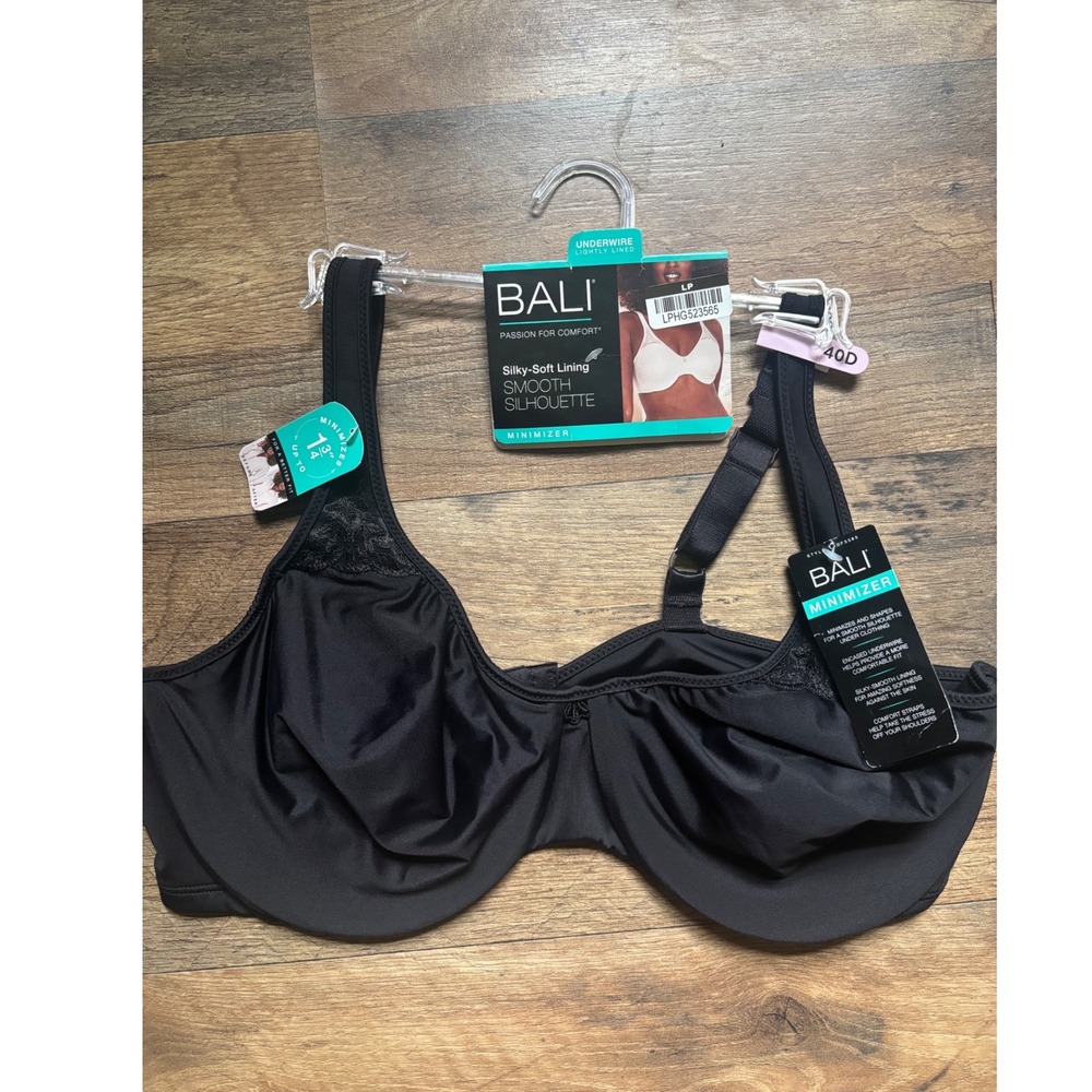 Bali Passion for Comfort Minimizer Underwire Bra Black 3385 Size 40D NWT